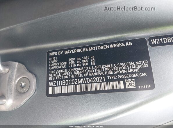 WZ1DB0C02MW042021 2021 TOYOTA GR SUPRA Gray ძრავის განყოფილების ხედი