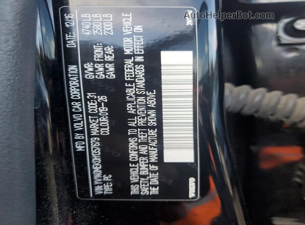 YV140MEK0H1357679 2017 VOLVO V60 Black VIN კოდის სტიკერის ხედი