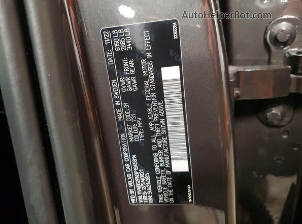 YV4062PN3P1945814 2023 VOLVO XC90 Gray Widok naklejki z numerem VIN