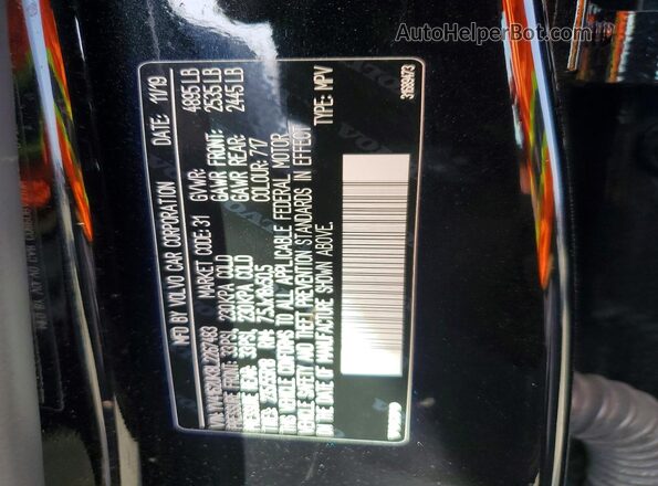 YV4162UK8L2267483 2020 VOLVO XC40 Black VIN sticker view