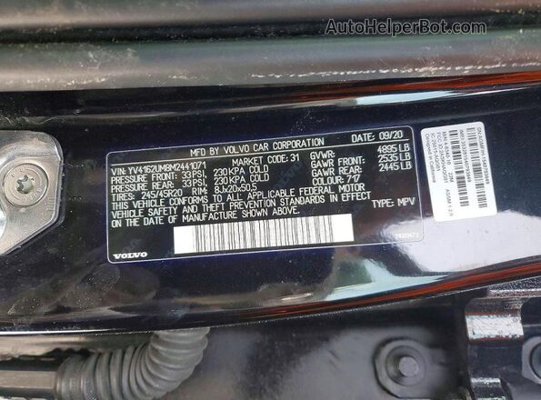 YV4162UM8M2441071 2021 VOLVO XC40 Black Widok naklejki z numerem VIN