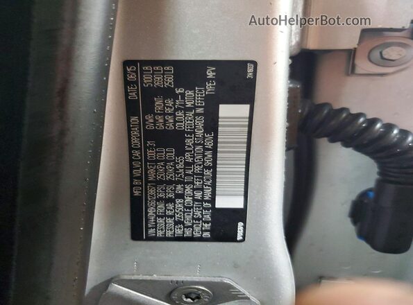 YV440MBK6G1238671 2016 VOLVO XC70 Серебряный Вид наклейки с VIN-кодом