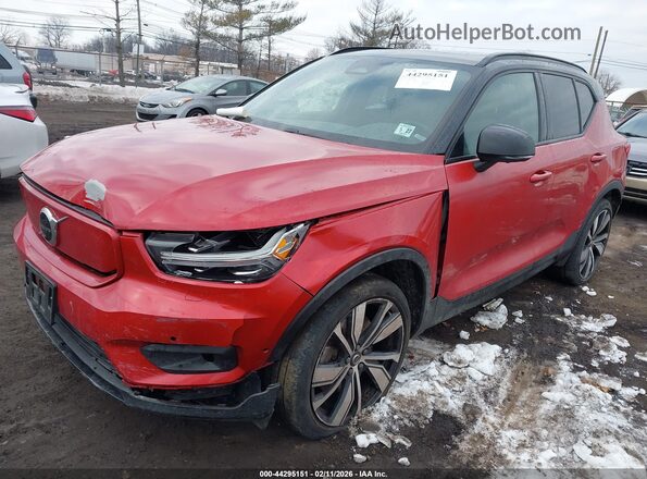 YV4ED3UR7N2749682 2022 VOLVO XC40 RECHARGE PURE ELECTRIC Red წინა მარცხენა ხედი სამი მეოთხედიდან