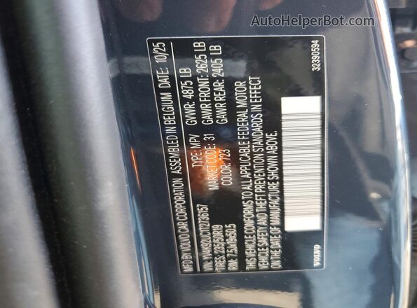 YV4K92UC1T2736157 2026 VOLVO XC40 Blue VIN კოდის სტიკერის ხედი