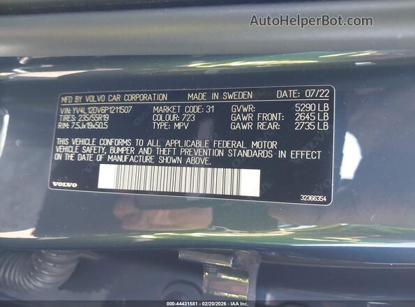 YV4L12DV6P1211507 2023 VOLVO XC60 Black Вид підкапотного простору