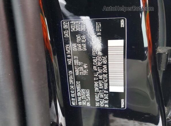 YV4L12RK2N1955312 2022 VOLVO XC60 Black VIN կոդի պիտակի տեսք