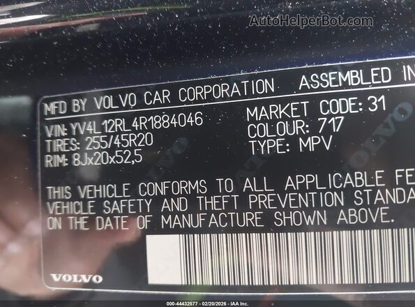 YV4L12RL4R1884046 2024 VOLVO XC60 Черный 