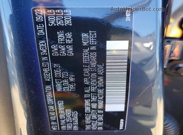 YV4L12RL6R1811163 2024 VOLVO XC60 Charcoal Vista de la etiqueta del VIN