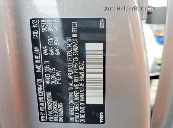 YV4L12UX2P2002969 2023 VOLVO XC40 Silver Vista interior de 360 grados