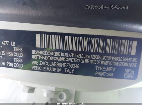 ZACCJABB9HPF50348 2017 JEEP RENEGADE Белый Вид подкапотного пространства