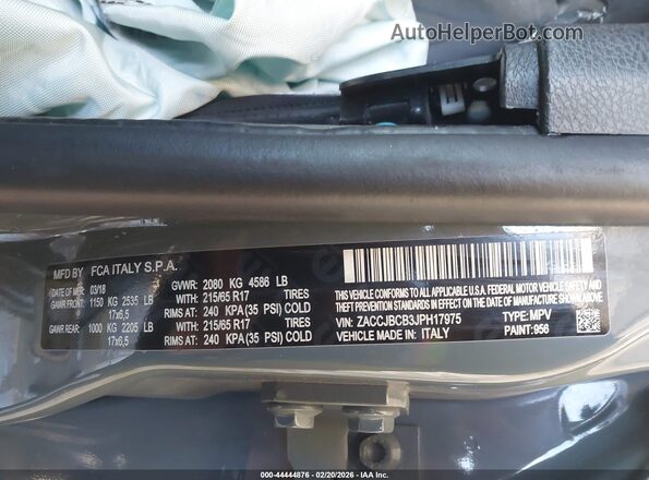 ZACCJBCB3JPH17975 2018 JEEP RENEGADE Gray Widok komory silnika