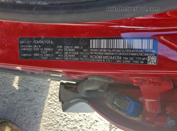 ZACNDFAN1S3A45394 2025 DODGE OTHER Red Vista de la etiqueta del VIN