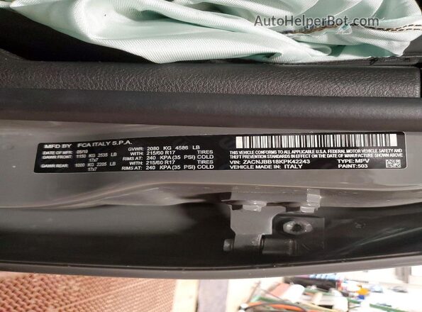 ZACNJBB18KPK42243 2019 JEEP RENEGADE Gray 
