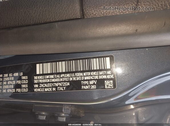 ZACNJDD17NPN72534 2022 JEEP RENEGADE Синий Вид подкапотного пространства