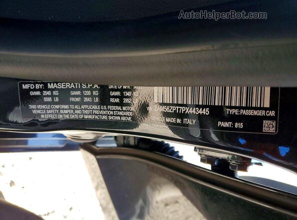 ZAM56ZPT7PX443445 2023 MASERATI QUATTROPOR Black Vista del compartimento del motor
