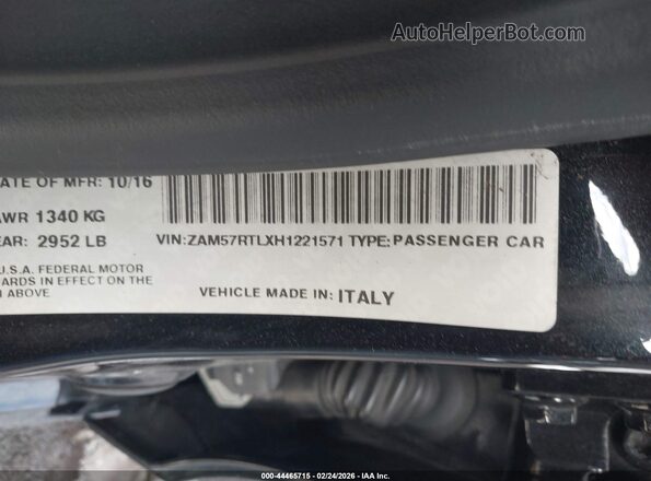 ZAM57RTLXH1221571 2017 MASERATI GHIBLI Black Widok komory silnika