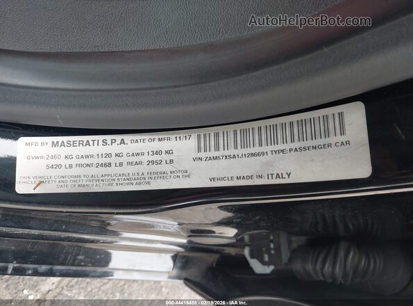 ZAM57XSA1J1286691 2018 MASERATI GHIBLI Черный 