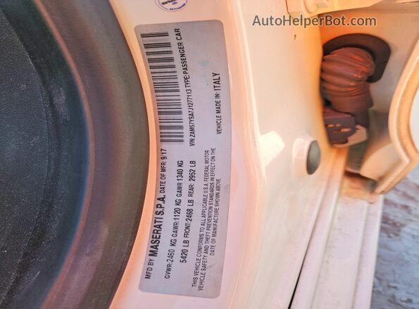 ZAM57YSA7J1277113 2018 MASERATI GHIBLI White VIN sticker view