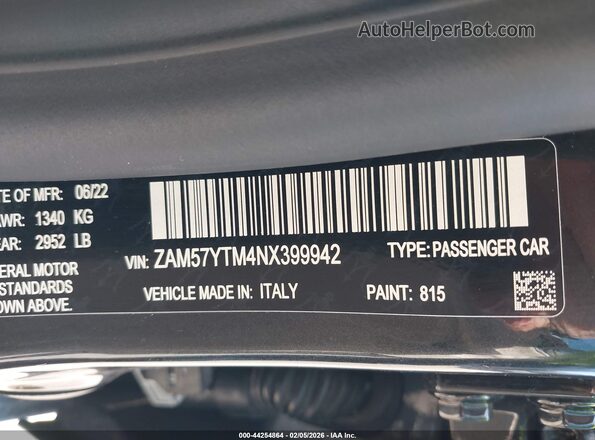 ZAM57YTM4NX399942 2022 MASERATI GHIBLI Black ძრავის განყოფილების ხედი