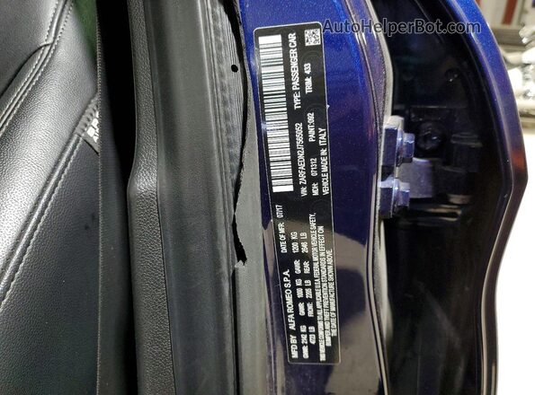 ZARFAEDN2J7565052 2018 ALFA ROMEO GIULIA Blue Engine compartment view