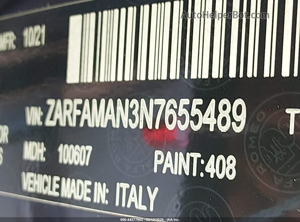ZARFAMAN3N7655489 2022 ALFA ROMEO GIULIA Black ძრავის განყოფილების ხედი