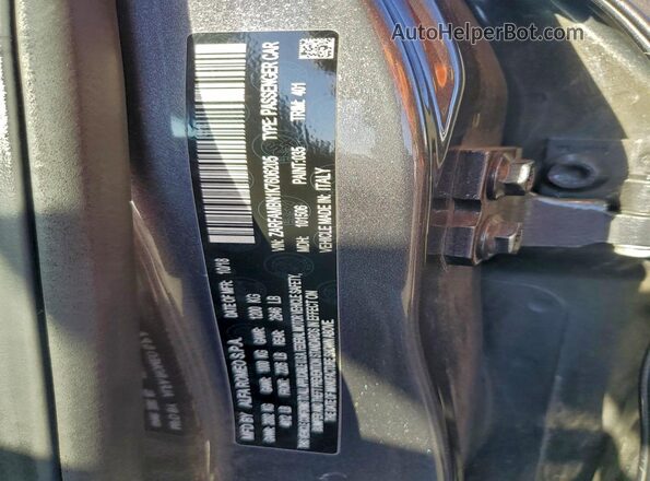 ZARFAMBN1K7606205 2019 ALFA ROMEO GIULIA Charcoal VIN կոդի պիտակի տեսք
