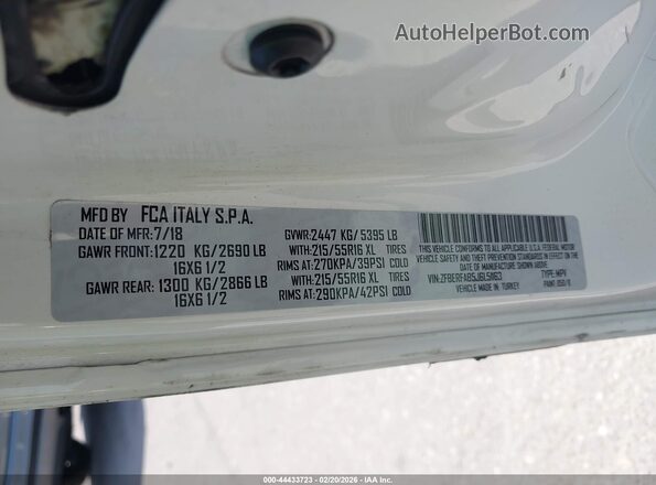 ZFBERFAB5J6L51163 2018 RAM PROMASTER CITY White 