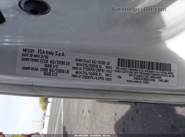 ZFBERFAT3G6C42561 2016 RAM PROMASTER CITY White Շարժիչի բաժամունքի տեսք