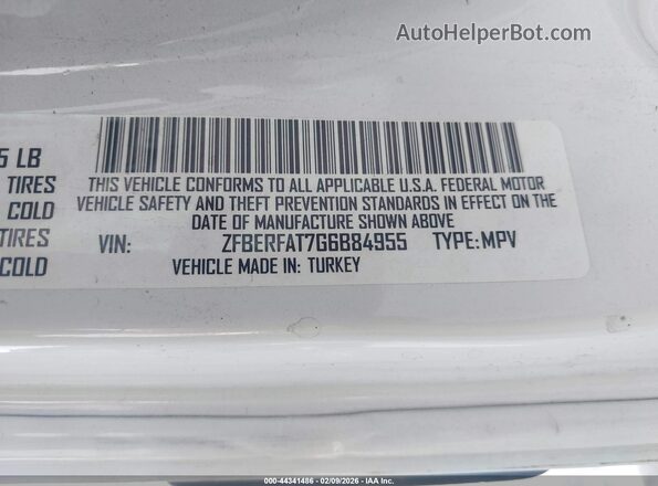 ZFBERFAT7G6B84955 2016 RAM PROMASTER CITY White Вид підкапотного простору