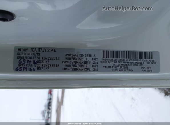 ZFBHRFAB7L6P26129 2020 RAM PROMASTER CITY Белый Вид подкапотного пространства