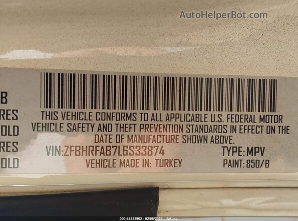 ZFBHRFAB7L6S33874 2020 RAM PROMASTER CITY Белый Вид подкапотного пространства
