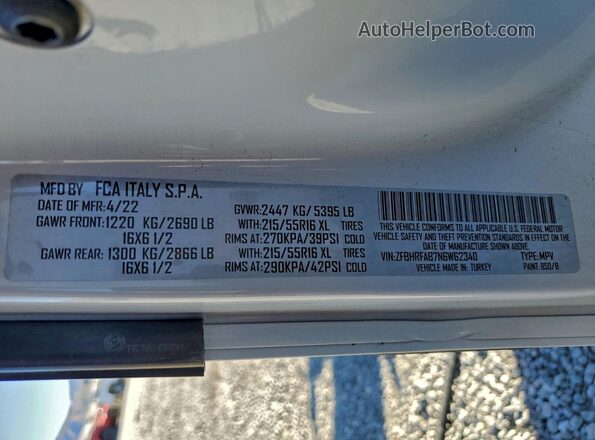 ZFBHRFAB7N6W62340 2022 RAM PROMASTER White VIN կոդի պիտակի տեսք