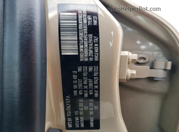 ZFBNFYA14LP841439 2020 FIAT 500X Tan VIN კოდის სტიკერის ხედი