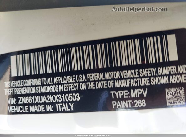 ZN661XUA2KX310503 2019 MASERATI LEVANTE White 