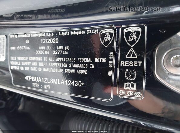 ZPBUA1ZL8MLA12430 2021 LAMBORGHINI URUS Black Շարժիչի բաժամունքի տեսք