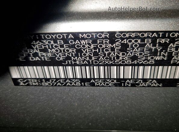 084968 2019 LEXUS IS Gray 
