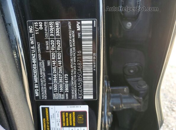 4JGDA5JB5GA687116 2016 MERCEDES-BENZ GLE Black Widok naklejki z numerem VIN