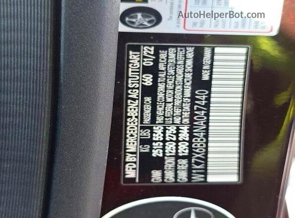 W1K7X6BB4NA047440 2022 MERCEDES-BENZ AMG Burgundy Rear interior view
