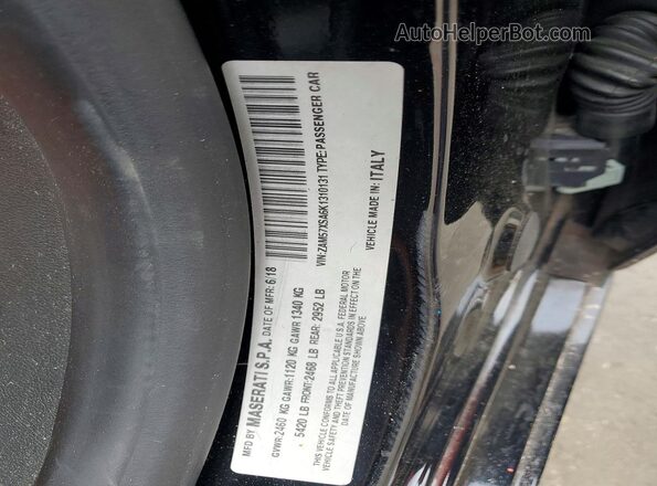 ZAM57XSA6K1310131 2019 MASERATI GHIBLI Black VIN sticker view