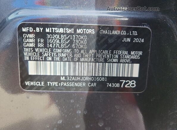 ML32AUHJ0RH016081 2024 MITSUBISHI MIRAGE Black 