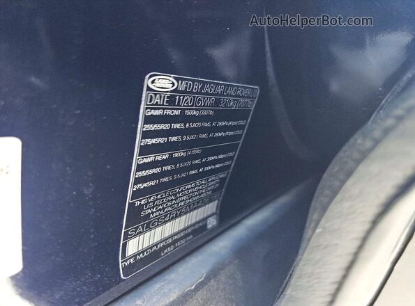 SALGS4RY5MA426185 2021 LAND ROVER RANGE Blue Հետևի նստատեղերի տեսք