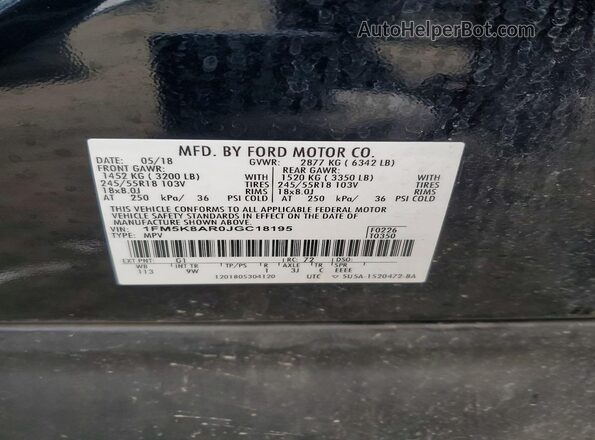 1FM5K8AR0JGC18195 2018 FORD FORD EXPLORER Black 