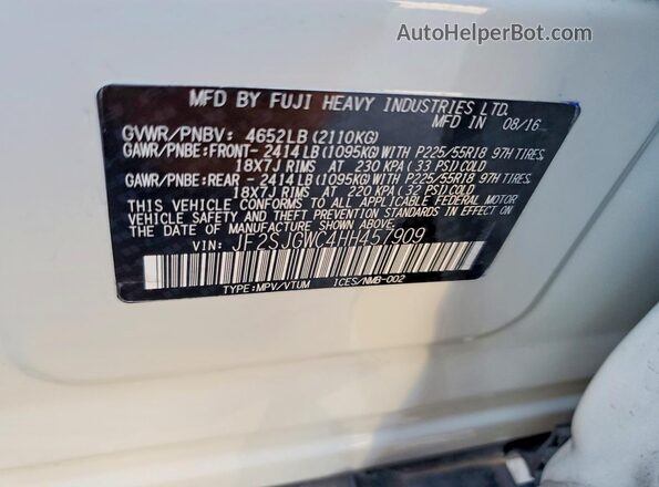 JF2SJGWC4HH457909 2017 SUBARU FORESTER2. White სალონის 360-გრადუსიანი ხედი