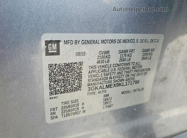 3GKALMEX9KL171798 2019 GMC TERRAIN Gray 
