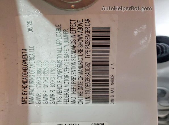 19UDE5G93SA003252 2025 ACURA INTEGRA White Շարժիչի բաժամունքի տեսք