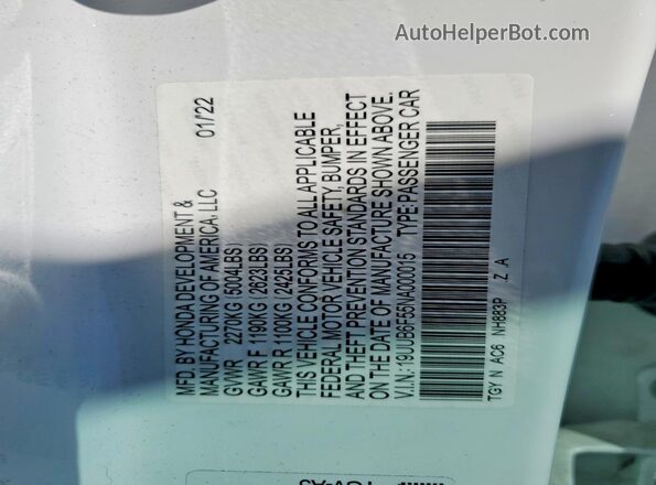 19UUB6F55NA000015 2022 ACURA TLX White 