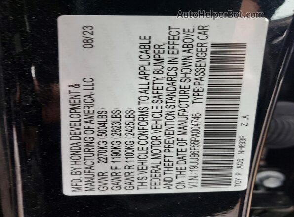 19UUB6F55PA004746 2023 ACURA TLX Black Vista del compartimento del motor