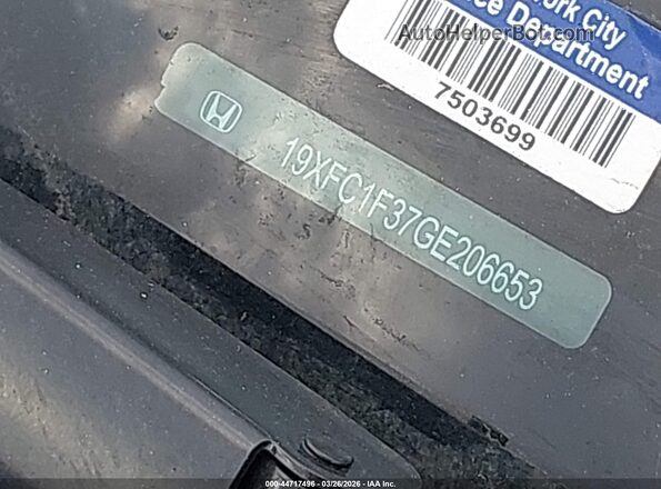 19XFC1F37GE206653 2016 HONDA CIVIC Black 
