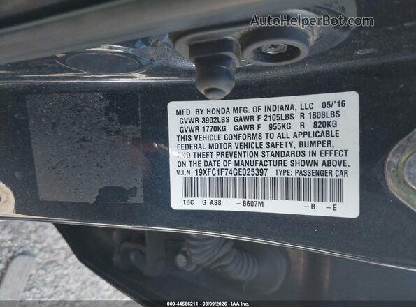 19XFC1F74GE025397 2016 HONDA CIVIC Blue ძრავის განყოფილების ხედი