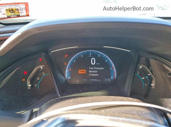 19XFC2F63KE213527 2019 HONDA CIVIC Red Instrument cluster view